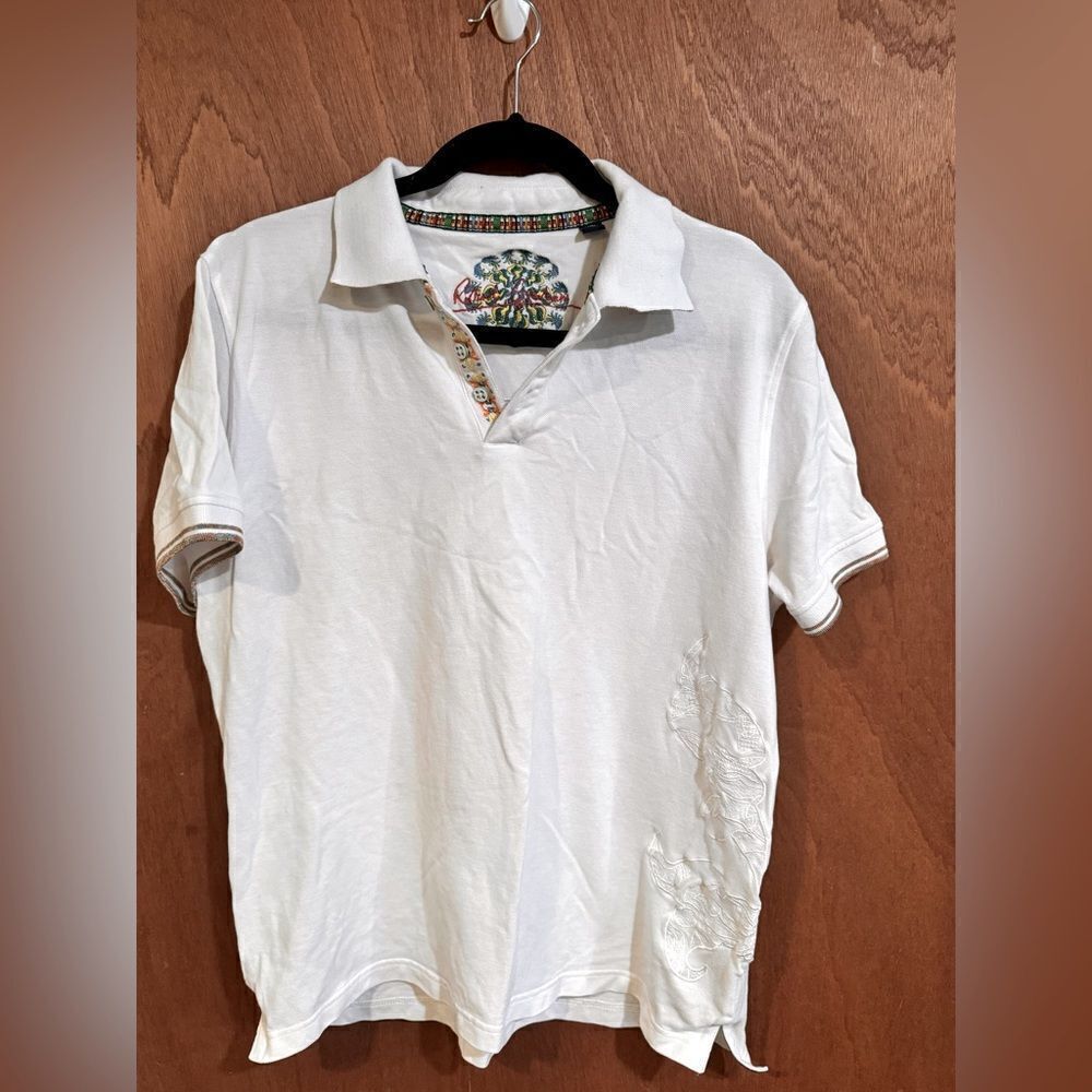 Robert Graham White Tropical accent polo size M